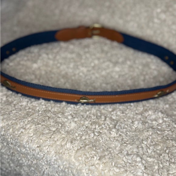 Men's Belt Leather Canvas and Leather Fish Metal Dorado Mahi Mahi Size 38 - Picture 2 of 12